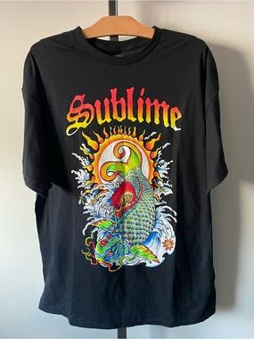 Sublime Koi Fish Tattoo Graphic Band Tee Licensed Skater Tshirt Mens